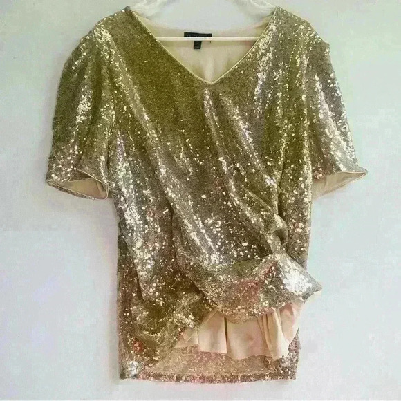Lane Bryant Gold Sequin Plus Size Women’s Cocktail Blouse. Size 16 - Picture 13 of 16